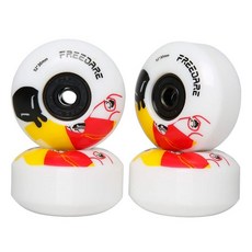 프리데어 스케이트보드 휠 52mm 및 베어링 스트리트 트릭용 스페이서 92A 설치(4팩), 옐로우/화이트