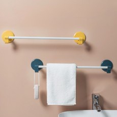 수건걸이 부착식 무타공 대 홧장실 타올 벽 접착식, 1, 옐로우
