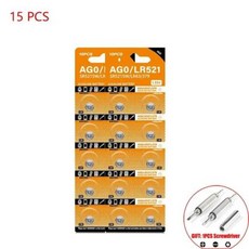 고용량 알카라인 코인 셀 실버 산화물 시계 배터리 LR521 AG0 단추 배터리 SR521SW 379A 379 D379 SR63 15V 550PCs, 15개