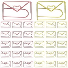 해외 FdcLixuvol 책 모양 종이 클립 로즈 골드 30개 귀여운 작은 재미있는 금속 책갈피 플래너 노트 학교 사무용품 웨딩 파티 장식 선물용 미국매장정품+ 1904342, Envelope.