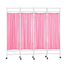 이동식 파티션 접이식 진료실 커튼 사무실 가림막, R. 핑크 4 팬 2 미터 길이  1.8 미터