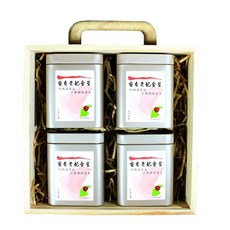 龍源茶品 平安喜樂木質典雅手提茶葉禮盒 120g 300g/附提袋 SGS檢驗合格 杉林溪茶葉, 1個, 蜜香貴妃金萱-杉林溪茶30gx4罐