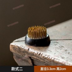 劍山插花器 中式座針山擺件 客廳插花鮮花器皿, A2）銅針款 直徑3.3cm高2cm
