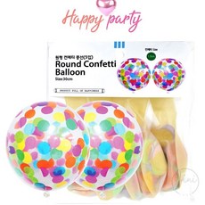 JINI 투명 라운드 컨페티 풍선 30cm 원형 5개입 은박꽃가루
