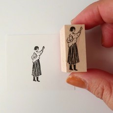 莫莫日貨日本製 MA7 stamp 文子印章系列 橡皮印章 木製印章 - 圖書館的文子 MNS-047 (P), 1個