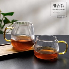 耐高溫玻璃條紋單層茶杯 ins風咖啡杯啤酒杯, 黃把豎紋杯,矮款50ml, 1個