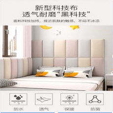 高 CP 首選 防撞軟包 自粘床頭貼 床頭靠墊 墻麵貼紙 壁貼 榻榻米防撞軟包 貼紙 靠背墻圍 防撞貼 軟包墻圍, 藏青色,20*40CM【3.8厘米厚】, 1個