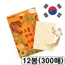 제이에스 국산 인삼 호랑이패치 한방파스형 부치카 건강패치 인삼사각패치, 12세트, 25세트