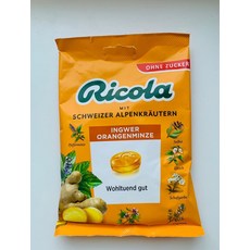 리콜라 진저 오렌지 Ricola 스위스 무설탕 허브캔디 75g 대용량, 1개