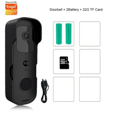 무선 비디오 초인종 방수 FHD 1080P 카메라 디지털 비주얼 인터콤 WIFI 도어 벨, 02 T30-B2, 02 EU 플러그