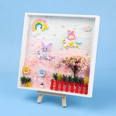 奶油膠相框畫 DIY 材料包 3D 立體裝飾畫 景觀托盤 手工美勞 兒童親子活動, 1個, 快樂前行