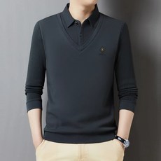 NEW 봄 남자 폴로 긴팔티셔츠 간절기 골프 티셔츠 이너 긴팔티 브이넥티 니트긴팔티 카라 상의 남성골프웨어