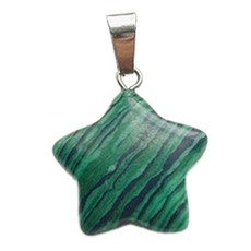 DIY 별 모양 DIY 목걸이 팔찌 주얼리 제작 재료 석 소재 별 펜던트 DIY 주얼리와 호환됨, 사이즈 이미지 참고, 1개, 17. Malachite