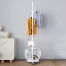 ZOZOFO 철제 이동식 스탠드옷걸이, 화이트