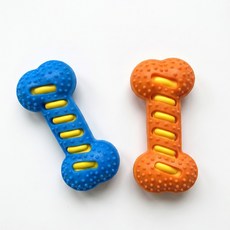 푸키 중대형견 19cm 튼튼한 이갈이 치석제거 삑삑이 장난감 1+1, 1세트, 블루+오렌지