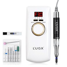 LUGX 전동 네일 머신 30000RPM 프로 네일 드릴 연마 손톱 연마 네일 머신 자택 살롱용 저소음·저진동 8개의 비트 (화이트)