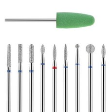 네일드릴비트 정리 케어 파츠 10개 네일 드릴 비트 세트 매니큐어용 다이아몬드 키트 전문가용 러시아식 큐티클 제거 가정용 살롱용 매니큐어, Silver