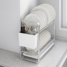 오가니키친 틈새 공략 초슬림 스테인리스 식기건조대, 1개, 실버, 2단