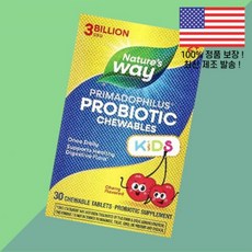 네이처스웨이 프리마도필루스 어린이 칠드런 키즈 아이 프로바이오틱스 유산균 츄어블 2세 이상 체리 30억 CFU 츄어블정 30정 Nature's Way Primadophilus