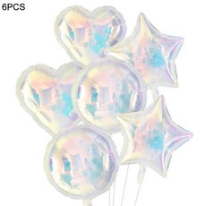 레이저 투명 호일 풍선 스타 하트 헬륨 에어 글로브 성인 생일 웨딩 샤워 파티 장식, 1개, 5. 6pcs mix