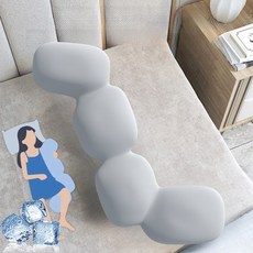 POMTOR 롱쿠션 냉감 대형 인체공학 다용도 라텍스 바디필로우, 그레이 (아이스)