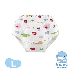 酷咕鴨 動物派對短褲練習褲，柔軟親膚，吸水透氣，寶寶如廁訓練最佳選擇, 歡樂粉-L, 1個