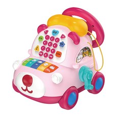 JoyBaby 電話玩具車 兒童電話車 故事機 模擬方向盤 早教玩具, 粉色-F, 1個