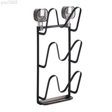 吸盤鍋蓋架壁掛式免打孔廚房置物架多功能收納架菜板架多層砧板架, 1個, 槍灰-三層鐵藝鍋蓋架【吸盤式】