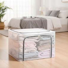 접이식 투명 PVC 리빙박스 수납박스 정리함, 1개, 그레이