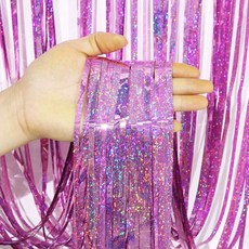 파리스 데코 수술 파티커튼, 4개, 홀로그램핑크