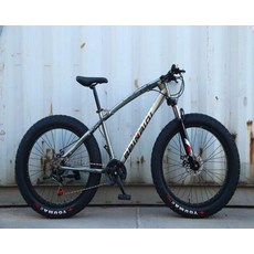 광폭타이어 팻자전거 바퀴큰 경량 타이어 펫자전거, 26inch, 7단, 그레이 26인치