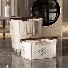 桃園出貨 髒衣簍可摺疊家用衛生間浴室高顏值髒衣籃洗衣籃大容量髒衣筐帶輪, 大容量-【牛奶白】,【髒衣籃】加厚大號+安全PP材質