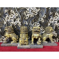 京綸 仿真石獅子水族箱裝飾擺件 風水招財鎮宅裝飾