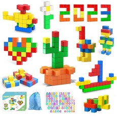 AMYCOOL 46pcs 자석 블록 3세 교육 완구 30mm 입체 퍼즐 자석 큐브 쌓기 뇌 트레이닝 초기 교육 STEM 교육 키트 교재 장난감 순위 오랫동안 놀 오랫동안 사용할, 1개, 상세페이지 참조