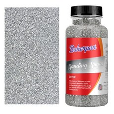 Bakerpan 스프링클 데코 장식 베이커팬 핑크 샌딩 슈가 베이킹 및 쿠키 장식을 위한 5온스 식용 설탕 케이크 칵테일용 산, 은, 1개