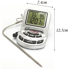 TRIARBOR 箭牌 烹飪食物溫度計 帶定時器功能 液晶顯示, 銀色, 1個