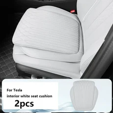 카시트 쿠션 올 시즌 유니버설 나파 가죽 운전석 앞좌석 보호 커버 통합 통기성, 14 For Tesla 2PC
