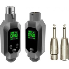 무선 XLR 송수신기: 8시간 배터리 164피트 거리 콘덴서/다이내믹 마이크용 무선 마이크 어댑터 믹서용 UHF 무선 마이크 시스템, 회색