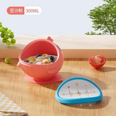 寶寶鯊魚造型矽膠輔食零食碗, 全矽膠 粉色 吸盤, 1個