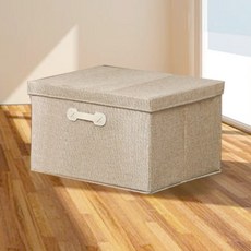 마벨인홈 커버형 모던 클래식 대용량 접이식 옷 이불 수납 보관 리빙박스, 대형, 카키베이지, 1개