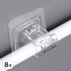 리빙하다 무타공 부착식 압축봉 고정 브라켓 세트, 8개, 투명