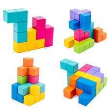 3D 나무 큐브 공간 논리적 사고 훈련 빌딩 블록 부모-자식 보드 게임 몬테소리 교육 보조 장난감 선물, A, 1개