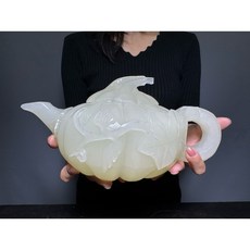 玉石茶壺 蓮花造型, 白, 1個