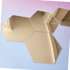 셀프 안깨지는 부착식 육각 거울 실버 중형, 본상품