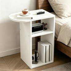 Comfy Nest 협탁 침대 거실 쇼파 미니 사이드 테이블, 화이트, 1개