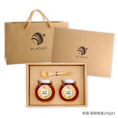 Mr.HONEY 蜂蜜先生 蜂蜜禮盒(240gX2)-泰國龍眼蜂蜜 台灣純蜂蜜(龍眼蜜/荔枝蜜/野花蜜/紅柴蜜), 1個, 泰國龍眼蜂蜜240gX2
