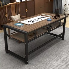 서예 테이블 붓 취미 100x60x80cm 가정용 거실 동양화 예술, N. 검은 호두 + 검은 다리 브러쉬 홀더 포함