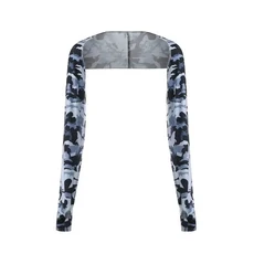 원 초박형 숄 팔 슬리브 스 실크 롱 장갑 통기성 자외선 차단 UV 핸드 커버 워머 야외 스포츠, Camouflage Grey