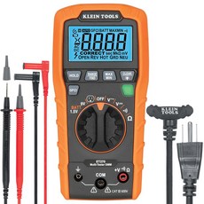 클라인 툴즈 MM325 멀티미터 디지털 수동 범위 600V AC/DC 전압 테스트기 배터리 전류 저항 다이오드 및 연속성 테스트, GFCI Receptacle Tester