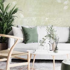 침실공간 올리브그린 민들레패턴 접착형 단열 결로차단 곰팡이방지 셀프시공 벽면마감재, 상세페이지 참조